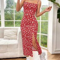 Damen Maxikleid mit floralem Muster und Spaghettiträgern WW