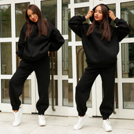 Damen Sportliches Hoodie- und Jogginghosen-Set im lässigen Design mit Kapuze WW