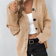 WW Kapuzen einreihiger Kordelzug Strickcardigan