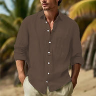 Herren lässige Leinenhemd WW