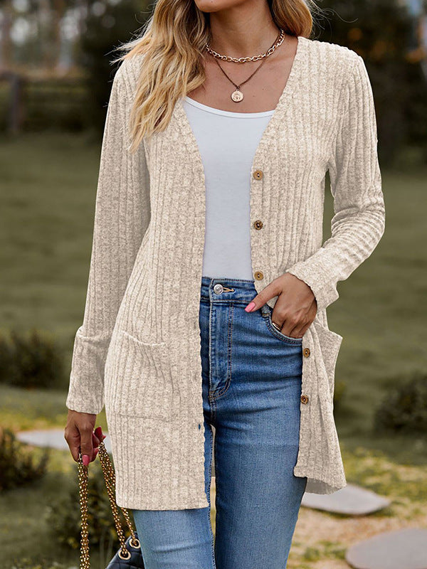 Damen Strickjacke mit strukturiertem Muster und praktischen Taschen WW
