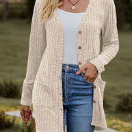 Damen Strickjacke mit strukturiertem Muster und praktischen Taschen WW