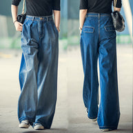 Damen Weite Denim-Hose im lässigen Hochbund-Stil WW