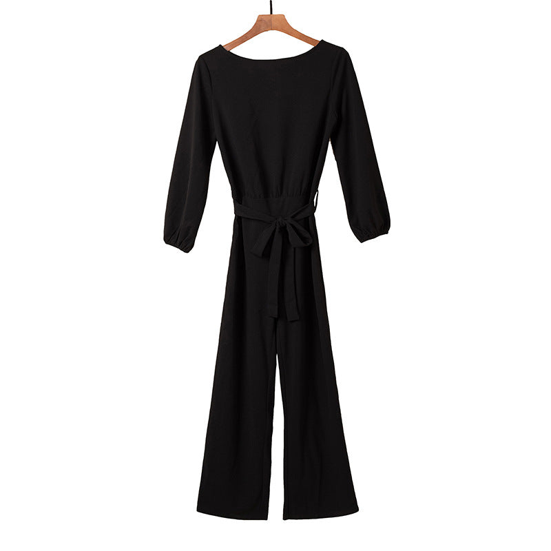 Damen eleganter Jumpsuit mit eleganten Ärmeln und tailliertem Schnitt WW