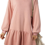 Damen Pulloverkleid mit Volant-Saum und lässigem Schnitt WW