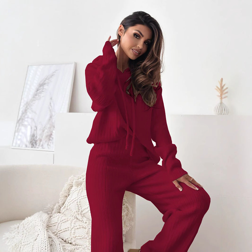 Damen Strickanzug mit Kapuze und weichem Material WW