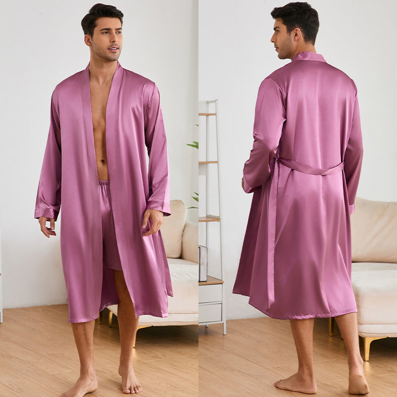 Herren Satin Morgenmantel mit luxuriösem Finish und praktischen Taschen WW