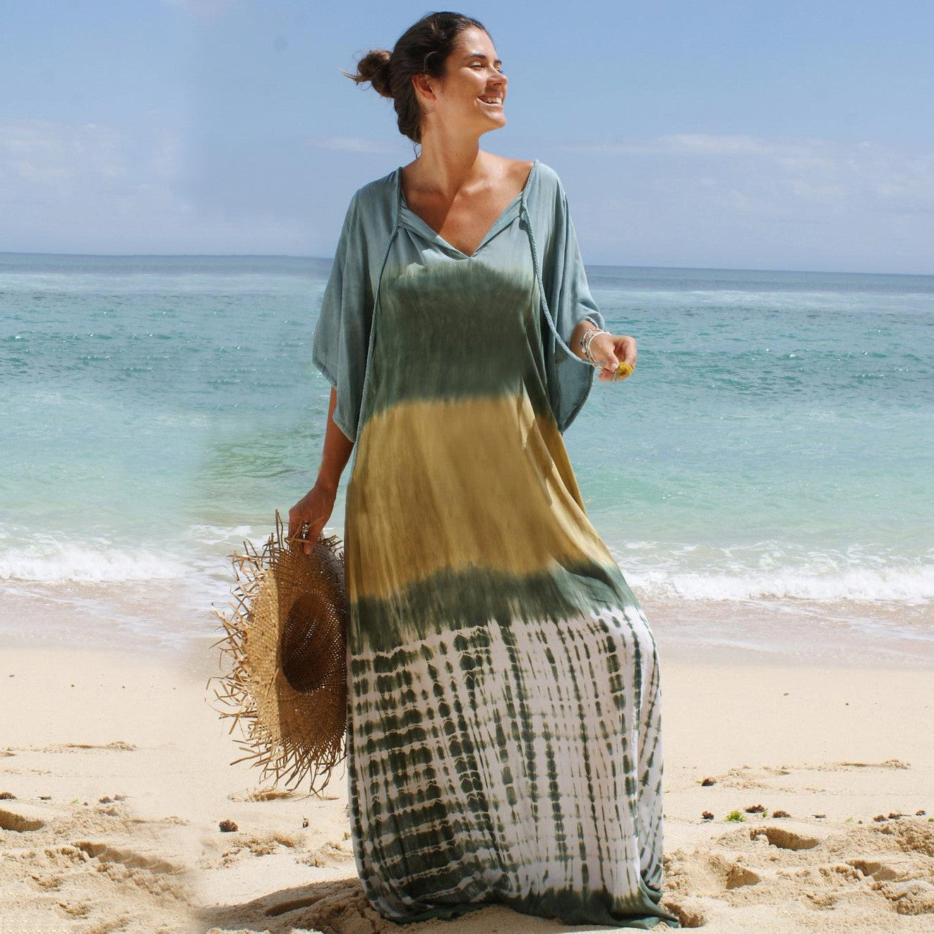 WW | Bedrucktes Strand-Urlaubs-Bikini-Überwurf-Robe