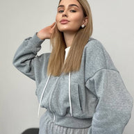 Damen sportliches cropped Hoodie mit Reißverschluss und großzügigem Schnitt WW