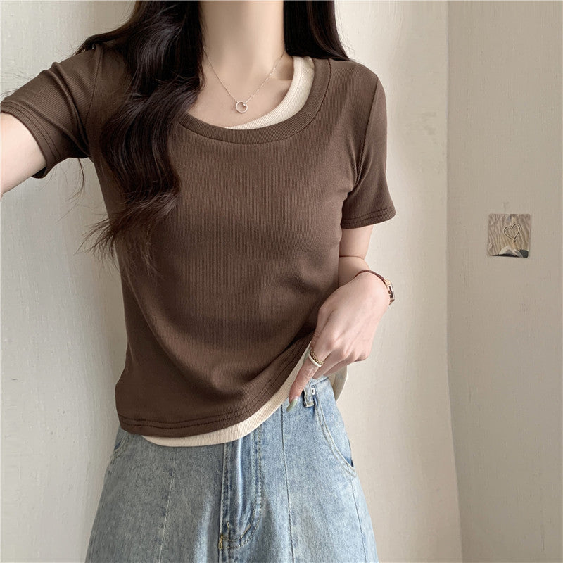 Damen Geschichtete Rippen T-Shirt WW