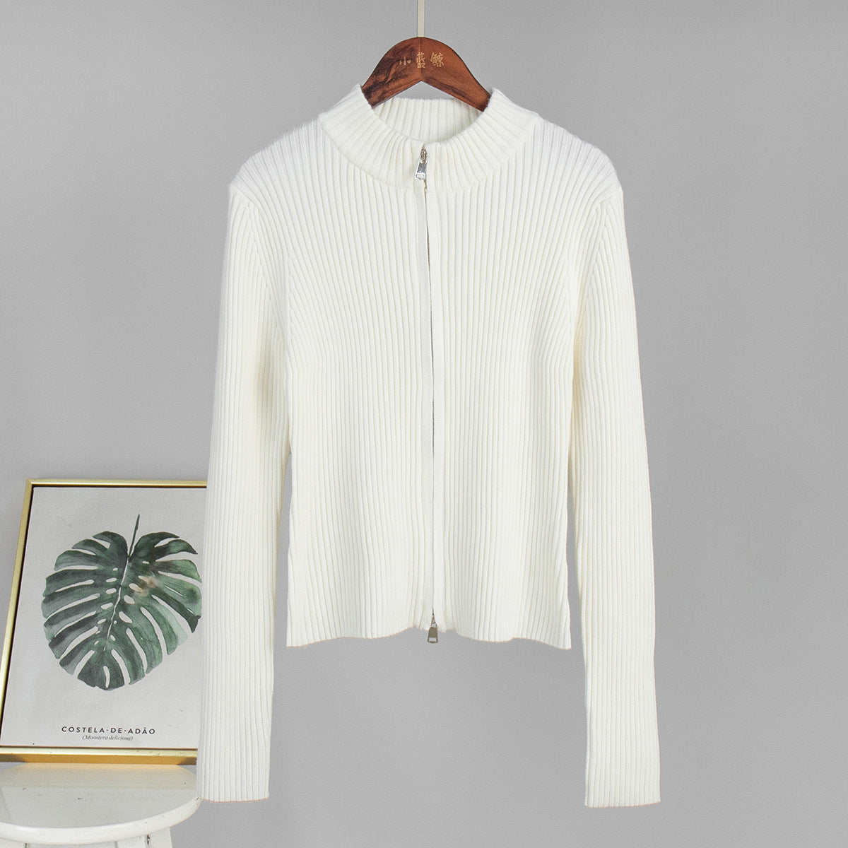 Damen sportlicher Strickpullover mit hohem Kragen WW