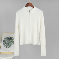 Damen sportlicher Strickpullover mit hohem Kragen WW