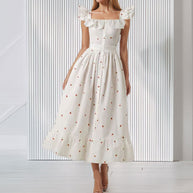 Damen Maxikleid mit Rüschendetails und knöpfbarem Oberteil WW