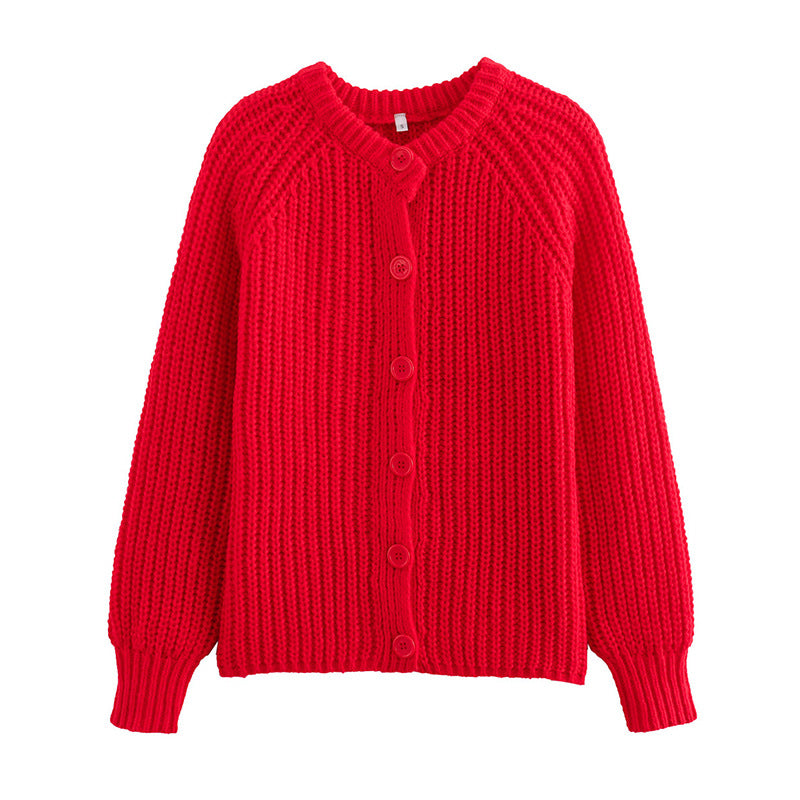 Damen Strickjacke mit klassischer Knopfleiste und Raglanärmeln WW