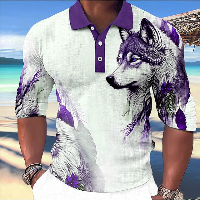 Herren Polo-Shirt mit einzigartigem Wolfsdesign WW