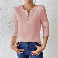 WW | Schlankmachendes Baumwoll-Leinen-Gefühl Langarm-Pullover-Shirt