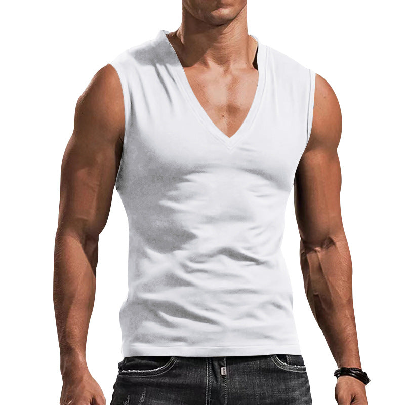 Herren ärmelloses V-Ausschnitt T-Shirt aus atmungsaktivem Material WW