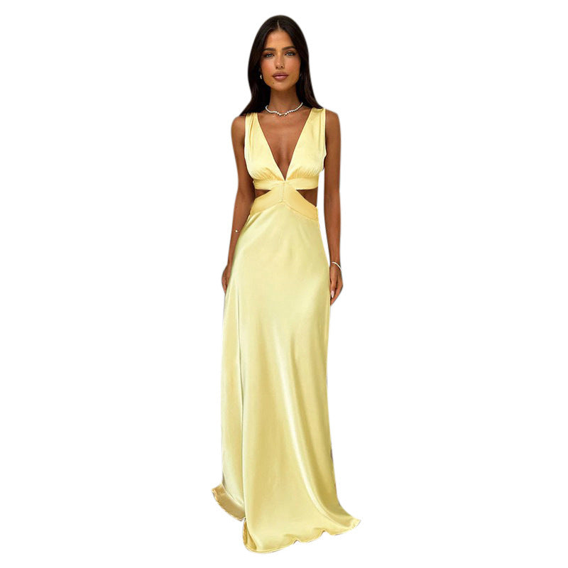 Damen Maxikleid mit tiefem V-Ausschnitt und modischen Cut-Outs W&W
