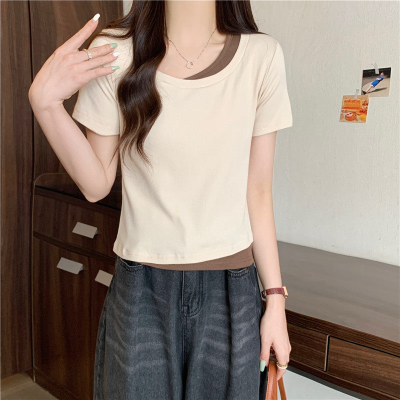 Damen Geschichtete Rippen T-Shirt WW