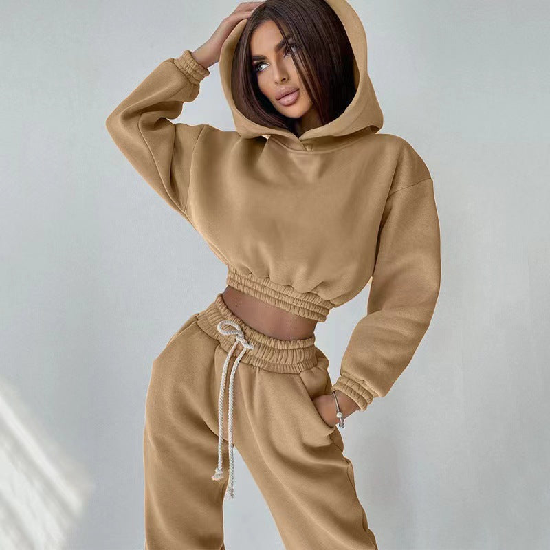 Damen sportliches und lässiges Hoodie-Set mit weitem Schnitt WW