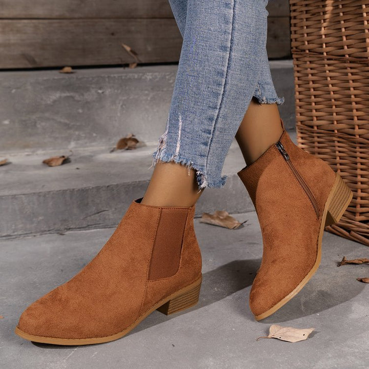 Damen Stiefeletten mit elegantem Reißverschluss und komfortablem Blockabsatz W&W Mode