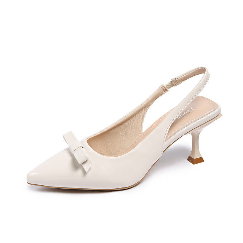 Damen Elegante Spitzenzehen Slingback Absatzschuhe mit Schleifendetail WW