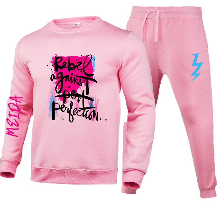 Damen Sportliches Sweatshirt- und Jogginghose-Set mit urbanem Grafikdruck WW