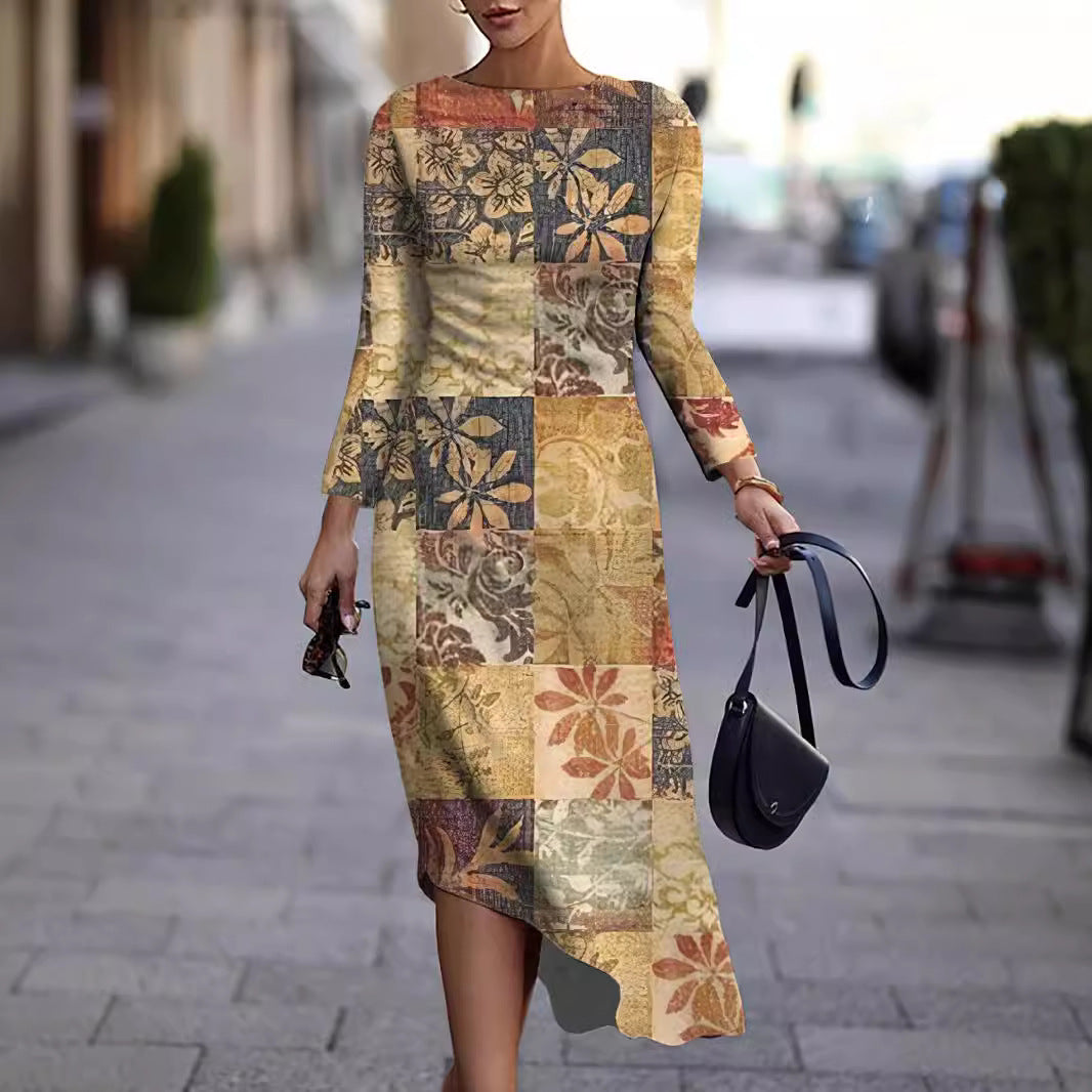 W&W Mode | Einfacher Stil Weihnachtsdruck Kleid