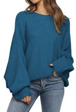 Damen Bequemer oversized Strickpullover mit weit geschnittenen Ärmeln WW