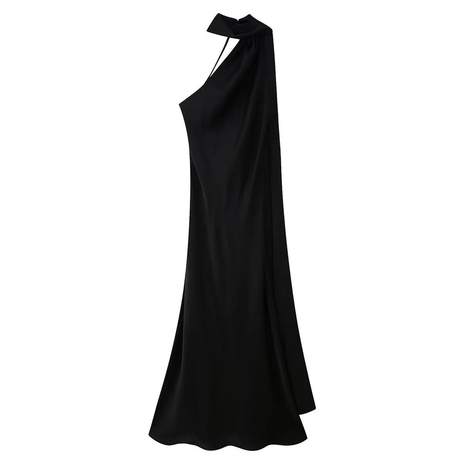 Damen Abendkleid mit elegantem Stehkragen und voluminösem Cape W&W