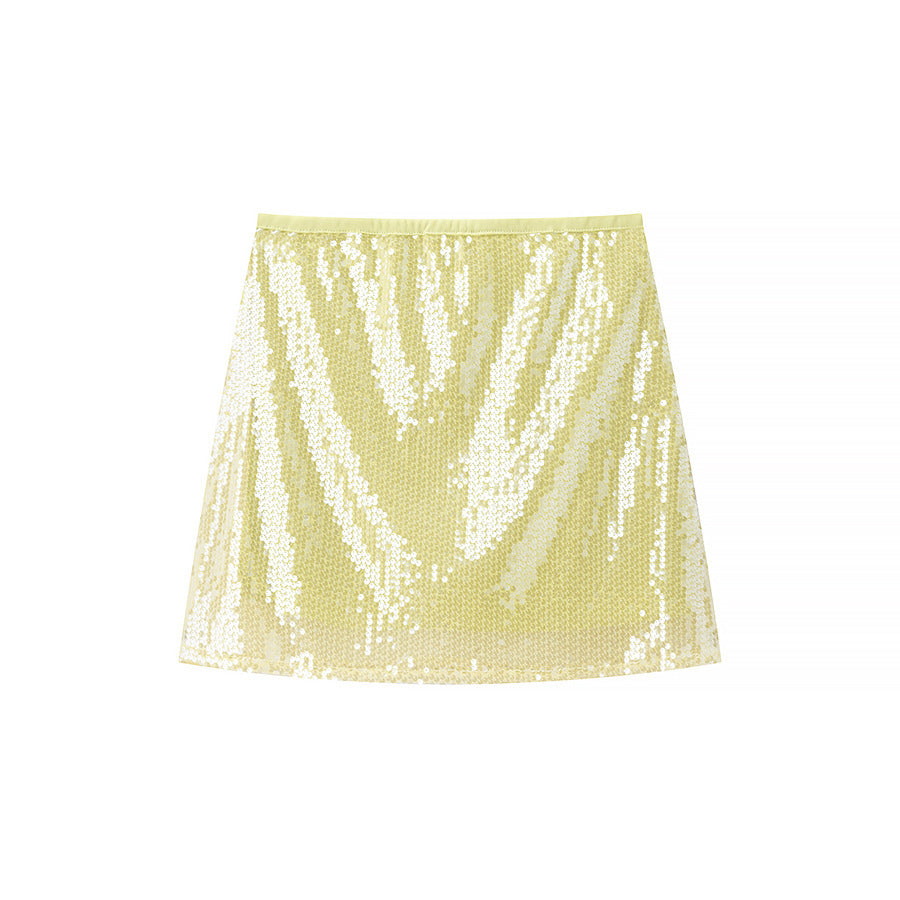 Damen Glitzernder Minirock mit schimmernden Pailletten und elastischem Bund WW