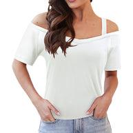Damen Off-Shoulder Oberteil mit elastischen Trägern und V-Ausschnitt WW