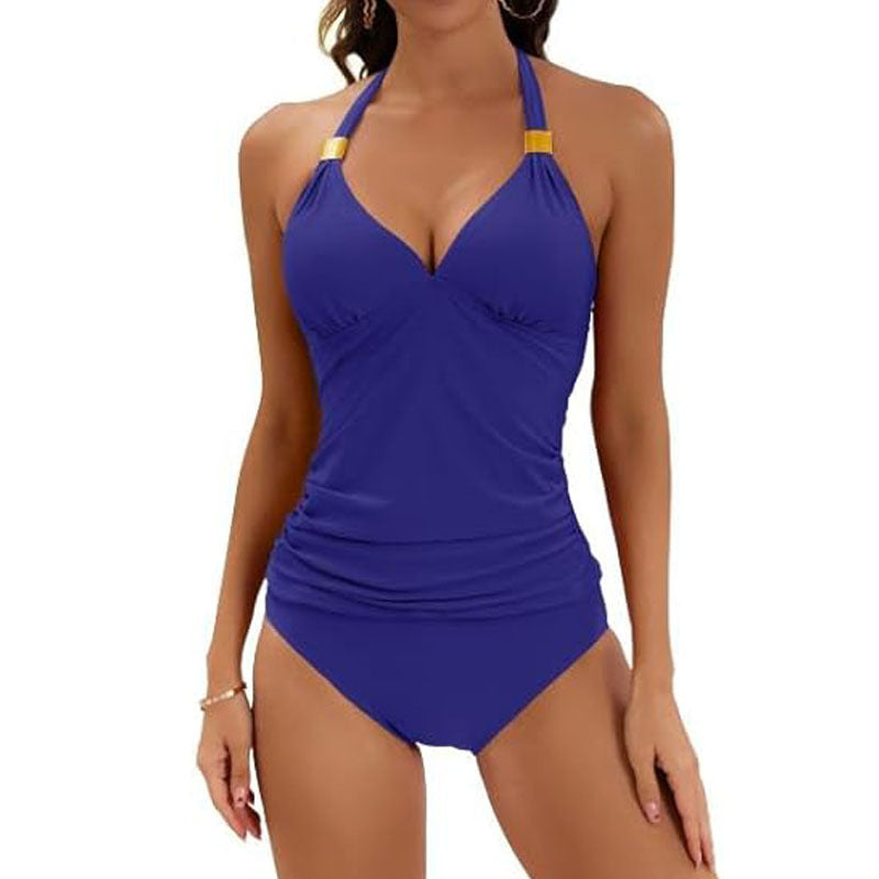 Damen Tankini mit gerafftem Oberteil und hohem Bund WW