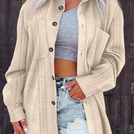 Damen Modische Longbluse mit strukturiertem Design und praktischen Taschen WW