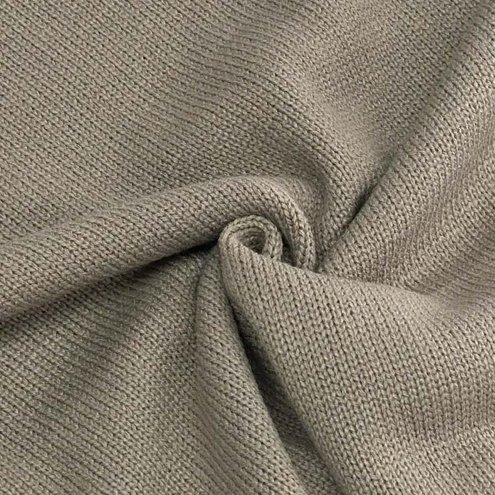 Damen Stilvolles Strickset mit hohem Kragen und weiter Hose WW