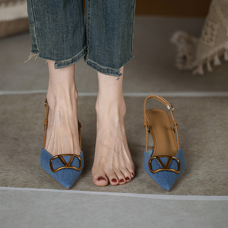 Damen Slingback Pumps mit eleganter quadratischer Zehenpartie und hochwertigem Riemen WW