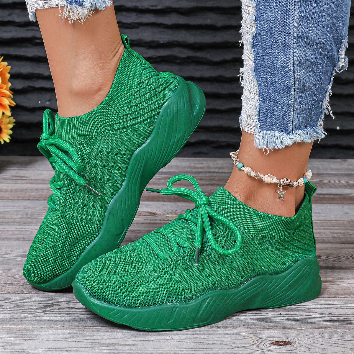 Damen atmungsaktive Slip-On Sportschuhe mit flexiblem Obermaterial WW