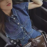 Damen ärmellose Utility-Bluse mit Taschen WW