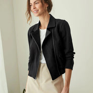 Damen Bikerjacke aus edlem Kunstleder mit modernem Schnitt und feiner Textur WW