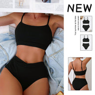 Damen Bikini-Set mit hoher Taille und strukturiertem Oberteil WW