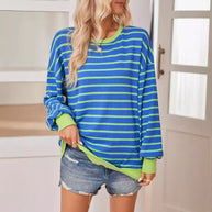 Damen lässiger und bequemer Pullover mit strukturiertem Rippenmuster und weitem Schnitt WW