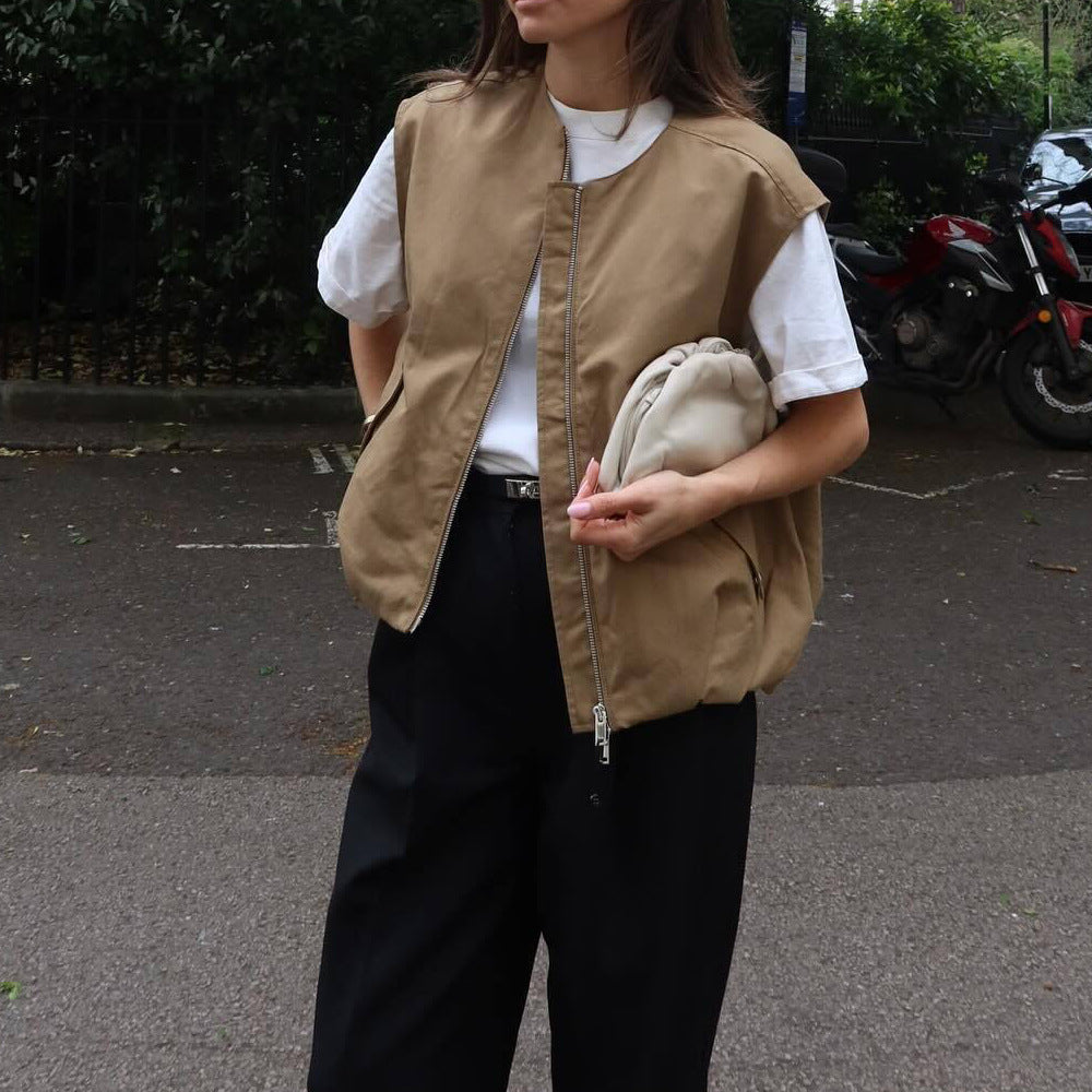 Damen Steppweste mit praktischen Taschen und elastischem Bund WW