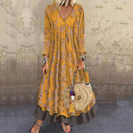 Damen blumiges Maxikleid mit weitem Schnitt und V-Ausschnitt WW