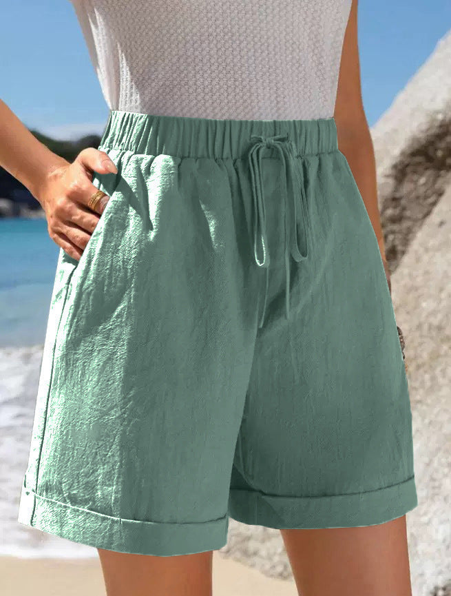 Damen Luftige Sommershorts mit elastischem Bund und Kordelzug WW