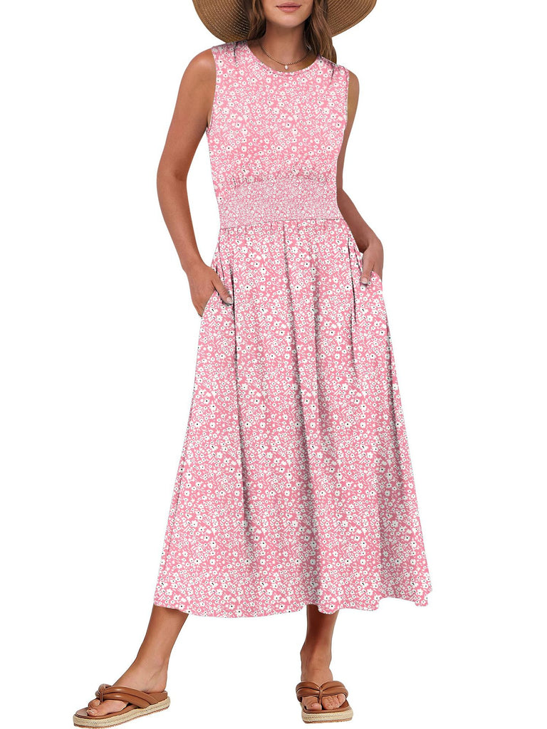 Damen Maxikleid mit floralem Druck und praktischen Taschen WW