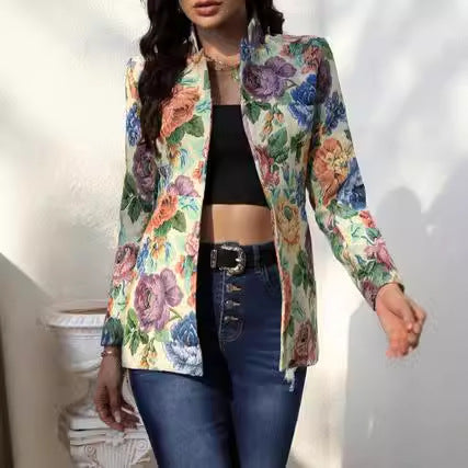 Damen Blazer mit floralem Design und taillierter Schnittführung WW