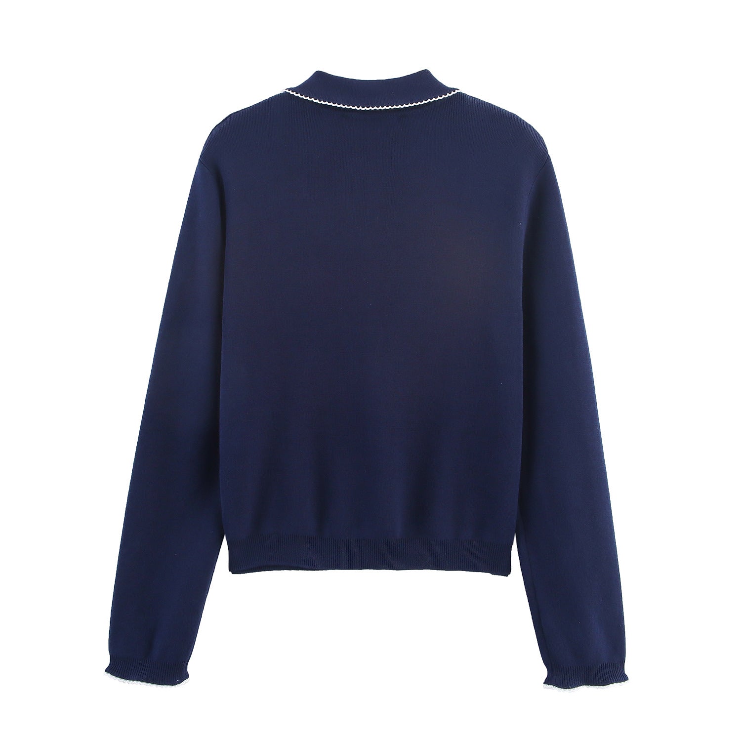 Damen Strickjacke mit eleganter Bubikragen und feinen Knopfdetails WW