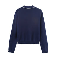 Damen Strickjacke mit eleganter Bubikragen und feinen Knopfdetails WW