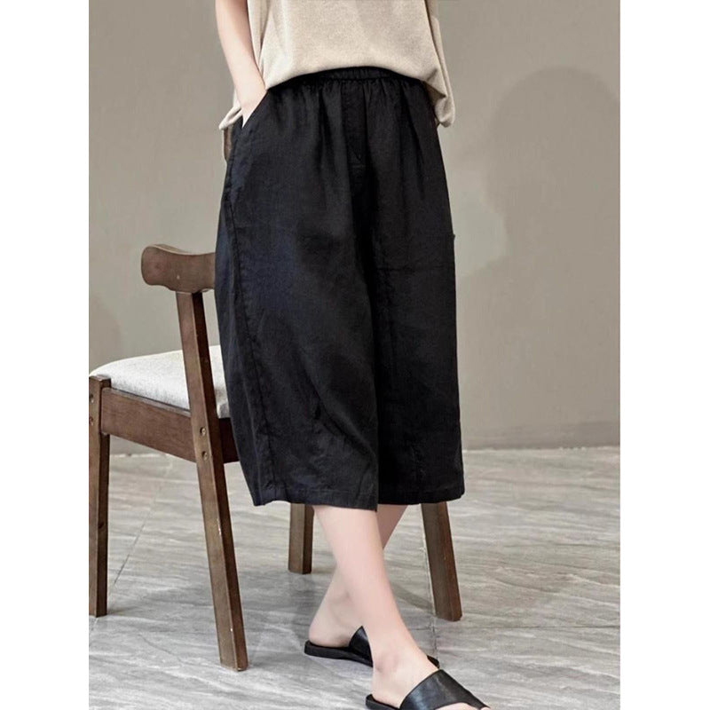 Damen Relaxed Fit Leinen Culotte Shorts W&W Mode