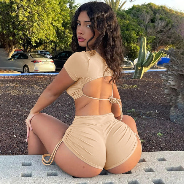 Damen Set mit kurzärmligem Oberteil und Shorts WW